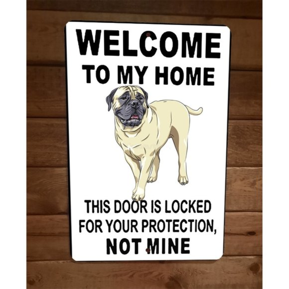 Door is Locked for Your Protection Bullmastiff Dog 8x12 Metal Wall Animal Sign